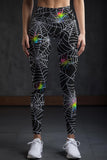 Bugs & Kisses Lucy Black Spider Print Leggings Yoga Pants - Women
