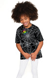 Bugs & Kisses Sophia Black Spider Web Print Dressy Sleeved Top - Girls - Pineapple Clothing
