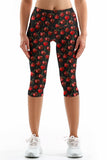 Cherries on Top Black Ellie Fruity Printed Yoga Capri Leggings - Women