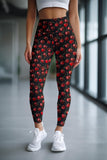 Cherries on Top Black Lucy Fruity Printed Leggings Yoga Pants - Women