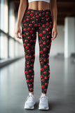 Cherries on Top Black Lucy Fruity Printed Leggings Yoga Pants - Women