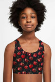 Cherries on Top Black Stella Fruity Seamless Sport Bra Crop Top - Kids