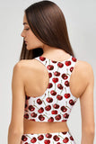 Cherries on Top Starla White Fruity Padded Crop Top Sports Bra - Women