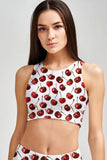 Cherries on Top Starla White Fruity Padded Crop Top Sports Bra - Women