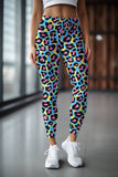 Chica Bomb Lucy Blue Leopard Print Workout Leggings Yoga Pants - Women