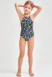 Chica Bomb Becky Blue Leopard Full Coverage One-Piece Swimsuit - Girls - Pineapple Clothing