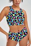 Chica Bomb Cara Blue Leopard High-Waist Hipster Bikini Bottom - Women - Pineapple Clothing