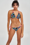 Chica Bomb Sofia Blue Leopard Loop Tie Cheeky Bikini Bottom - Women - Pineapple Clothing