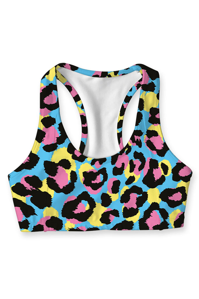 Cheetah Print Sports Bra, Gym Bra, Workout Bra, Yoga Bra, Colorful