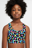 Chica Bomb Stella Blue Leopard Racerback Sports Bra Crop Top - Kids - Pineapple Clothing