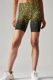 Chichi Karen Gold Glitter Performance Yoga Biker Shorts - Women