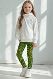 Collagen Lucy Green Abstract Print Cute Casual Sporty Leggings - Girls