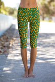Collagen Ellie Green Abstract Printed Gym Yoga Capri Leggings - Women - Pineapple Clothing