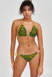 Collagen Sara Green Abstract Print Strappy Triangle Bikini Top - Women - Pineapple Clothing