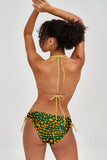 Collagen Sofia Green Print Loop Tie Side Cheeky Bikini Bottom - Women - Pineapple Clothing