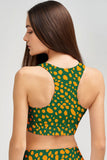 Collagen Starla Green Print Padded Workout Crop Top Sports Bra - Women - Pineapple Clothing