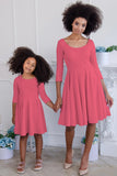 Coral Pink Skater Fit & Flare Easter Tea Party Mommy and Me Dresses