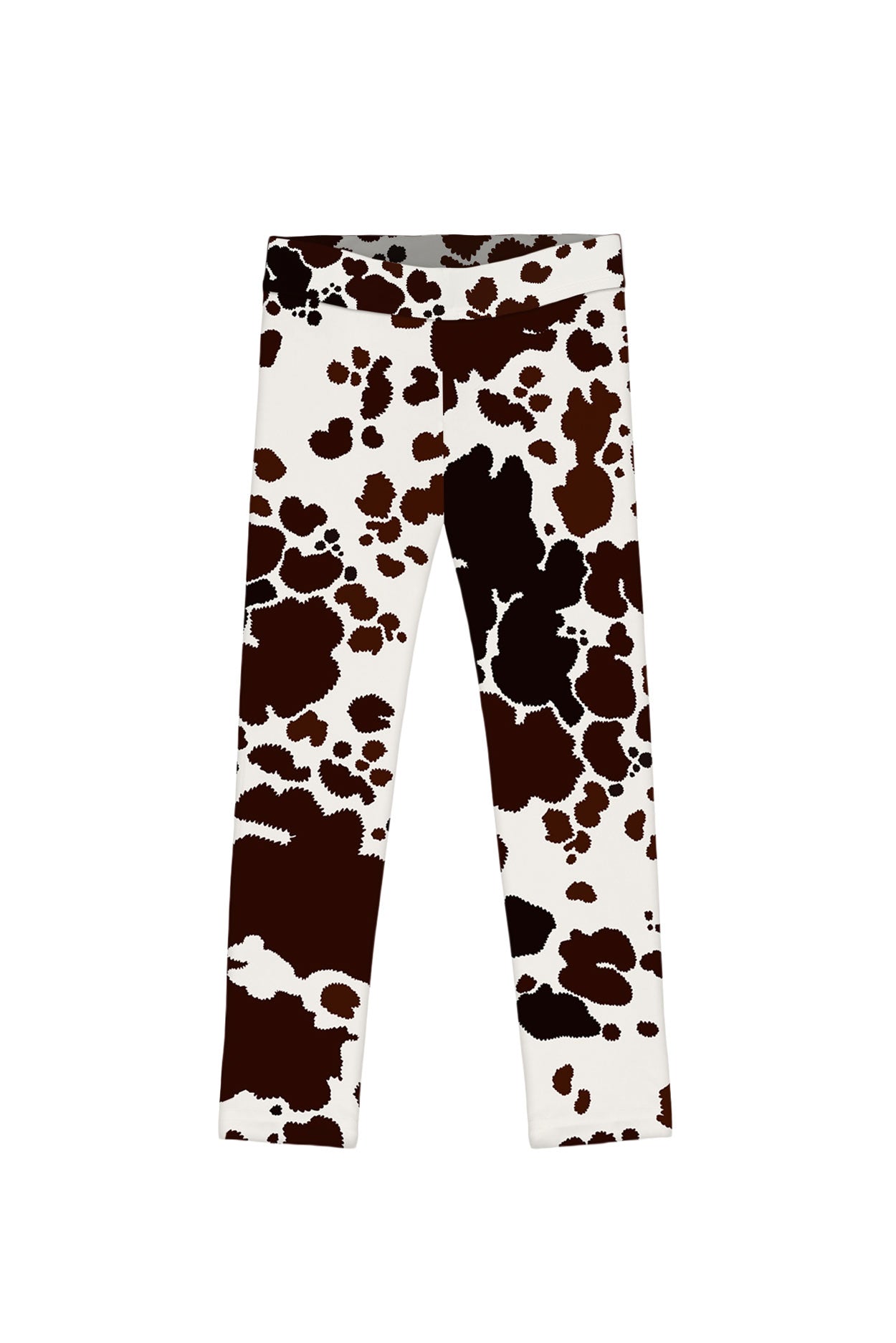 Cowgirl Lucy White Brown Cow Animal Print Best Summer Leggings - Girls - Pineapple Clothing