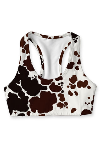Cowgirl Lucy White Brown Cow Print Workout Leggings Yoga Pants