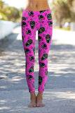 Creepin' it Real Lucy Pink Goth RIP Print Leggings Yoga Pants - Women - Pineapple Clothing