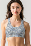 Diamanté Stella Grey Diamond Printed Seamless Sport Yoga Bra - Women