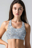 Diamanté Stella Grey Diamond Printed Seamless Sport Yoga Bra - Women