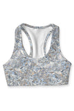 Diamanté Stella Grey Diamond Printed Seamless Sport Yoga Bra - Women