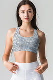 Diamanté Stella Grey Diamond Printed Seamless Sport Yoga Bra - Women