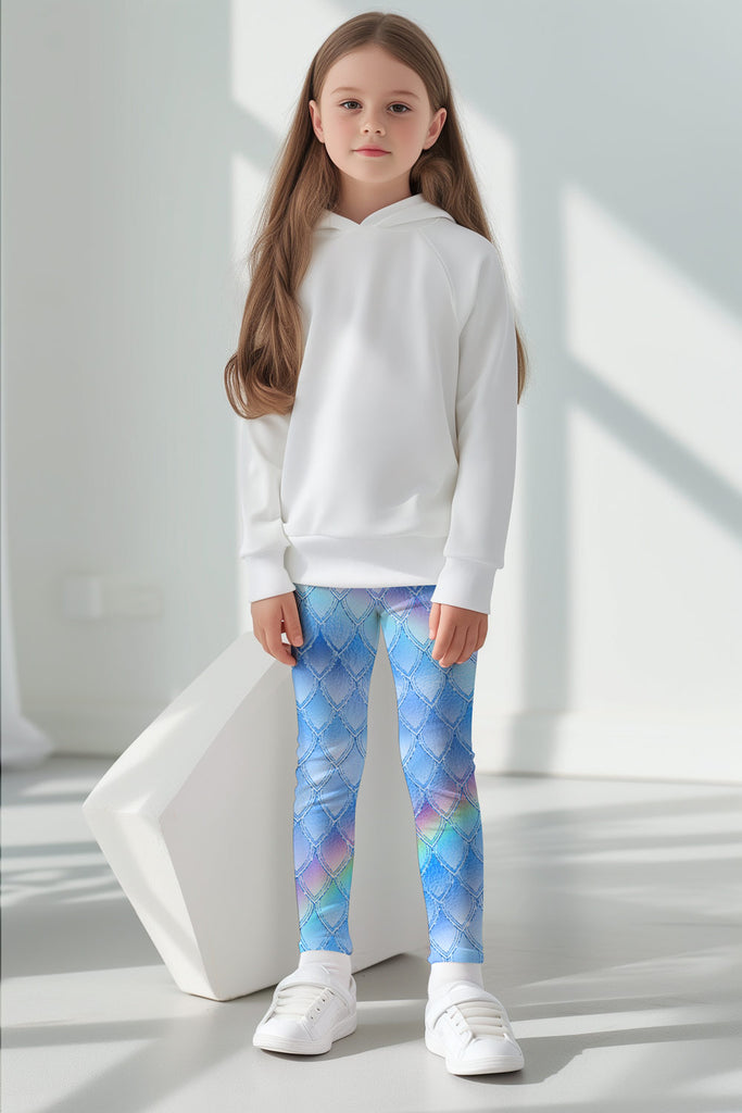 Dragon Scale Lucy Blue Cute Printed Leggings - Kids - Pineapple Clothing