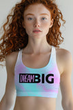 Dream Big Stella Pink & Mint Seamless Racerback Sport Yoga Bra - Women