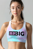 Dream Big Stella Pink & Mint Seamless Racerback Sport Yoga Bra - Women