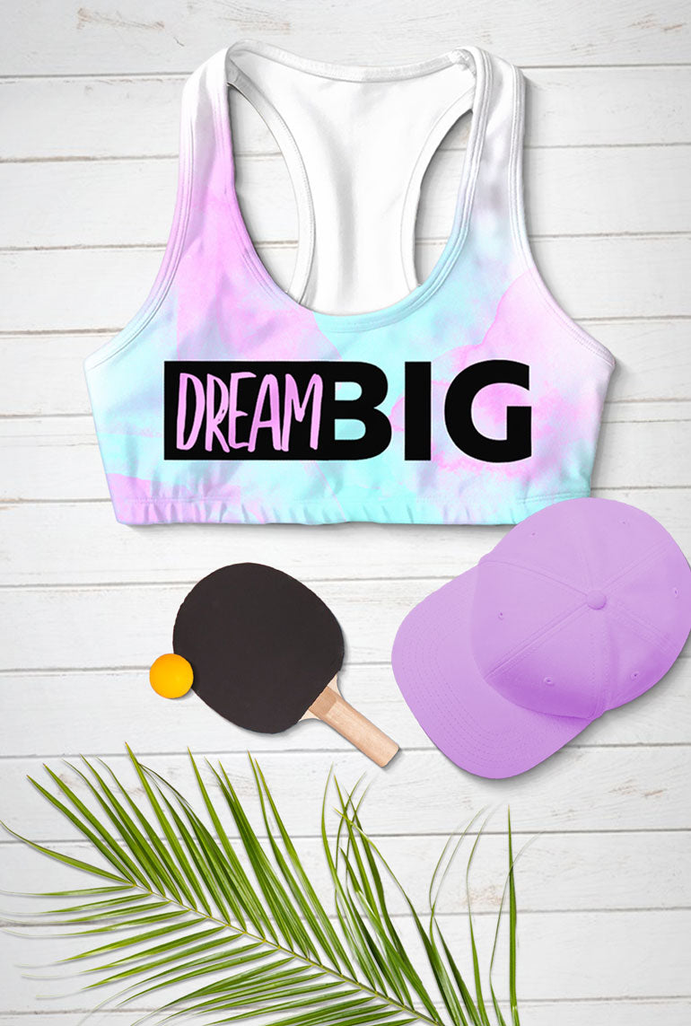 Dream Big Stella Pink & Mint Seamless Racerback Sport Yoga Bra - Women - Pineapple Clothing