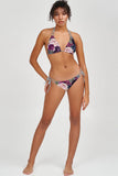 Duchess Sofia Grey Floral Print Loop Tie Cheeky Bikini Bottom - Women