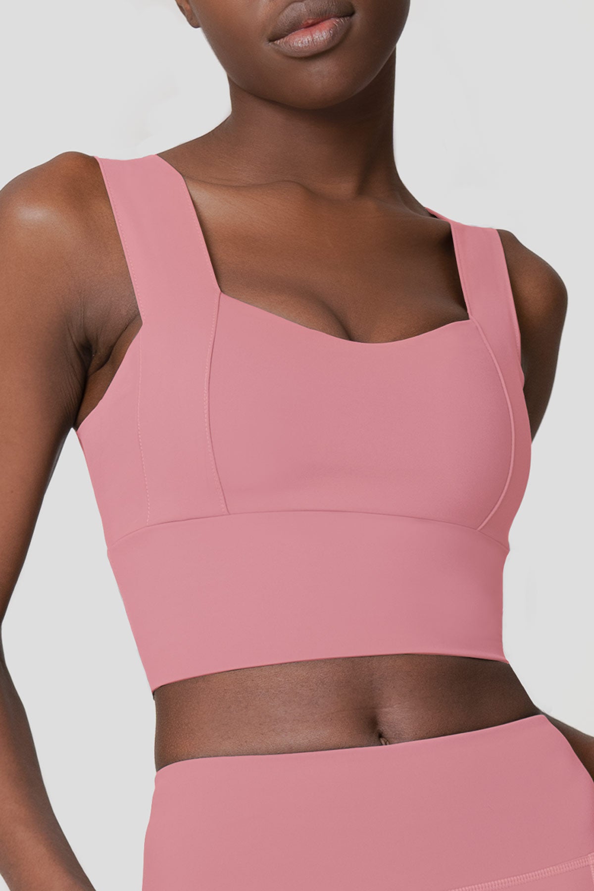 Dusty Pink Kelly Long Line Sleek Padded Sports Bra - Women - Pineapple Clothing