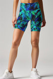 Electric Jungle Karen Printed Performance Yoga Biker Shorts - Women