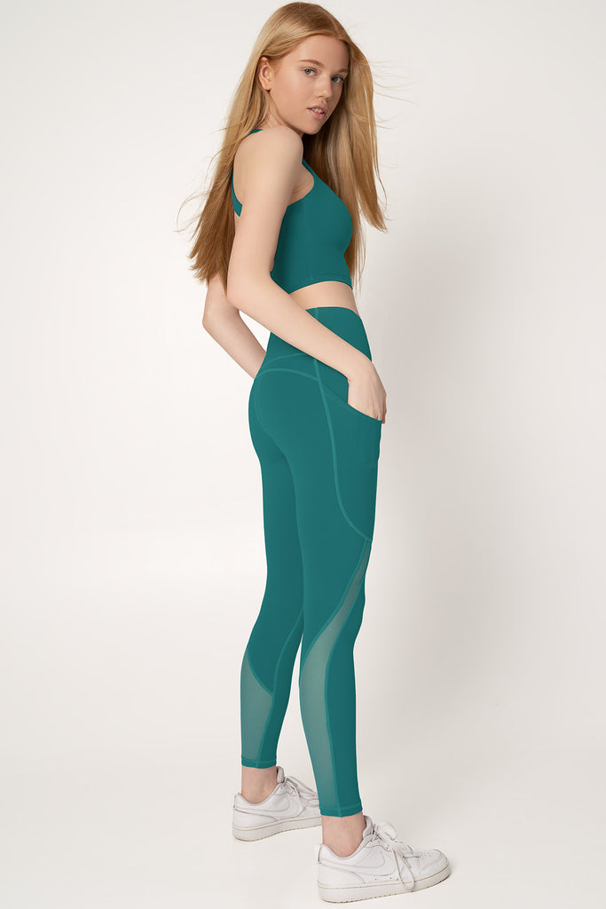 SALE! Emerald Green Cassi Mesh Pockets Workout Leggings Yoga