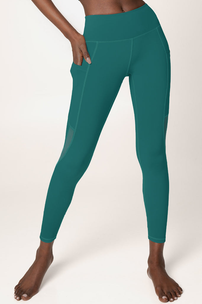 SALE! Emerald Green Cassi Workout Yoga Leggings with Mesh