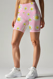 Enchanting Daisy Karen Blush Pink Printed Yoga Biker Shorts - Women