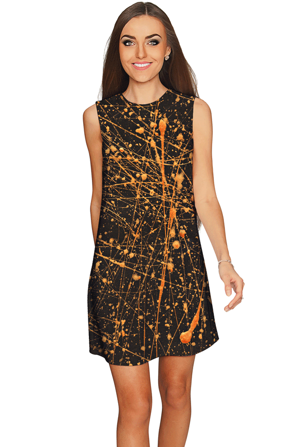 Pineapple Clothing Extraordinary Adele Brown Abstract Print Vacation Shift Dress - Women Brown/ Extraordinary / XL