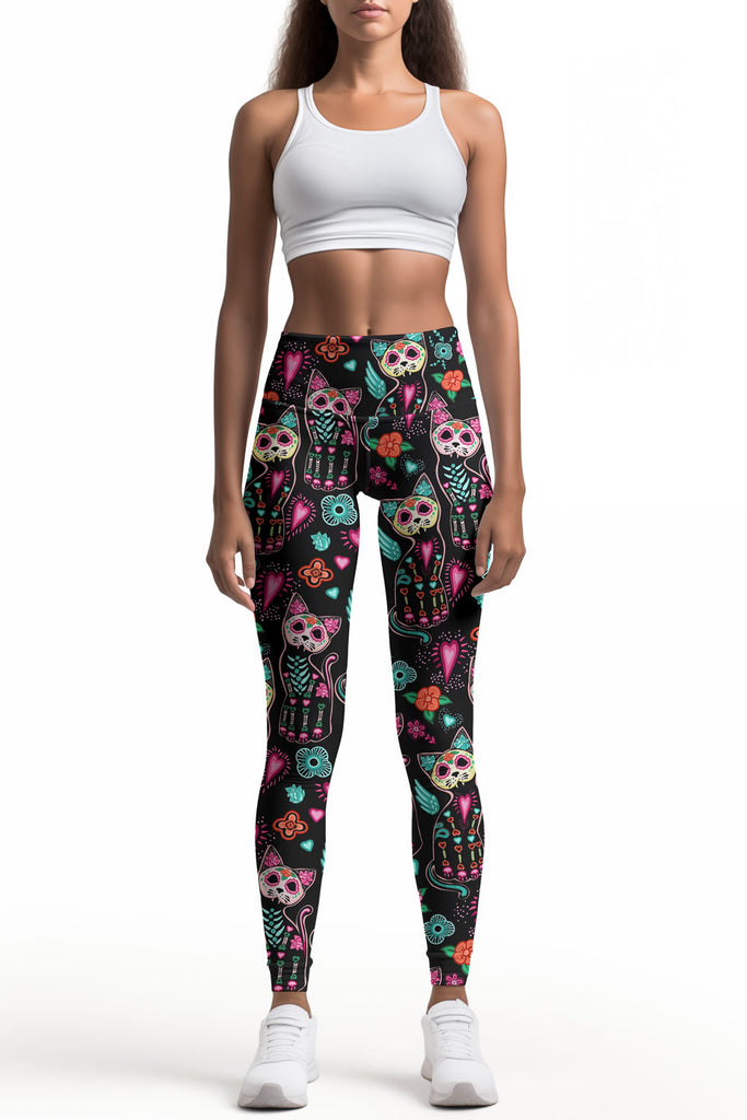FangTastic Lucy Black Cat Halloween Print Leggings Yoga Pants - Women -  Pineapple Clothing