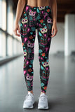FangTastic Lucy Black Cat Halloween Print Leggings Yoga Pants - Women
