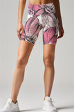 Fantasia Karen Dusty Pink Floral Performance Yoga Biker Shorts - Women