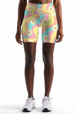 Festival Girl Karen Yellow Floral Print Gym Yoga Biker Shorts - Women