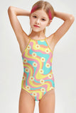 Festival Girl Becky Yellow Floral Printed One-Piece Swimsuit - Girls - Pineapple Clothing