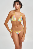 Festival Girl Linda Yellow Print Side Tie Cheeky Bikini Bottom - Women - Pineapple Clothing