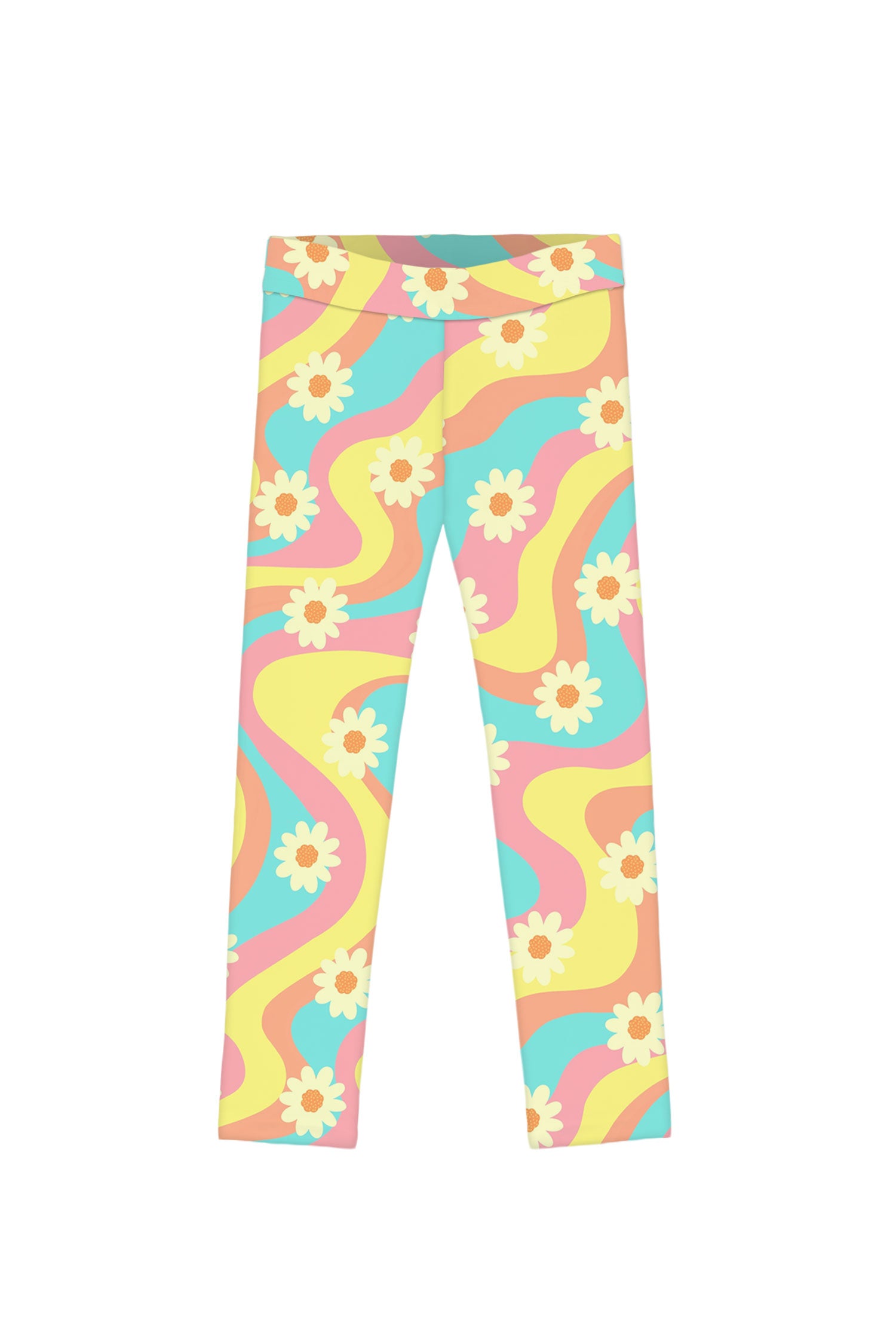 Festival Girl Lucy Yellow Floral Print Summer Sporty Leggings - Girls - Pineapple Clothing
