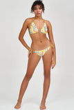 Festival Girl Sara Yellow Floral Strappy Triangle Bikini Top - Women - Pineapple Clothing