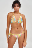 Festival Girl Sara Yellow Floral Strappy Triangle Bikini Top - Women - Pineapple Clothing