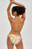 Festival Girl Sofia Yellow Print Tie Side Cheeky Bikini Bottom - Women - Pineapple Clothing