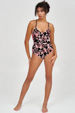 Flirty Girl Nikki Pink Flower Strappy Back One-Piece Swimsuit - Women